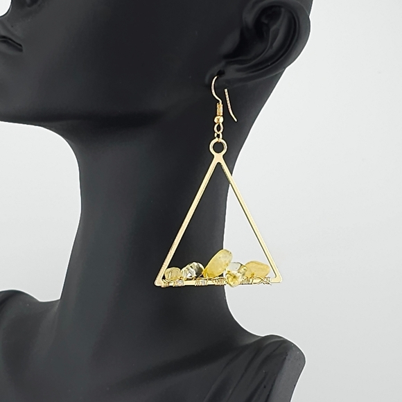 Handmade🌟'Akan Gold Peak Earrings'🏔️✨1of1 - Picture 2 of 3